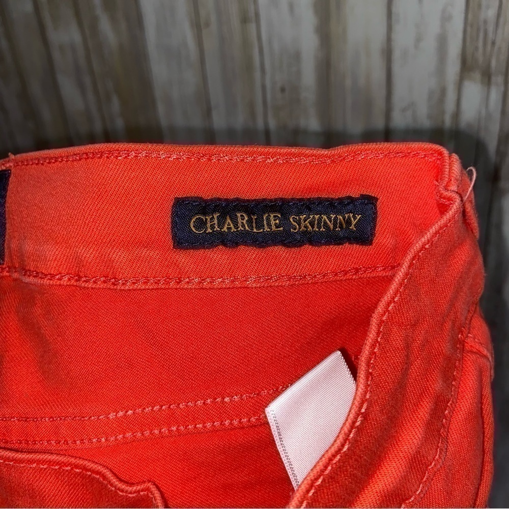 Lucky Brand Charlie Skinny Jeans Hot Coral Stretch Denim Size 4 27 - Picture 6 of 6
